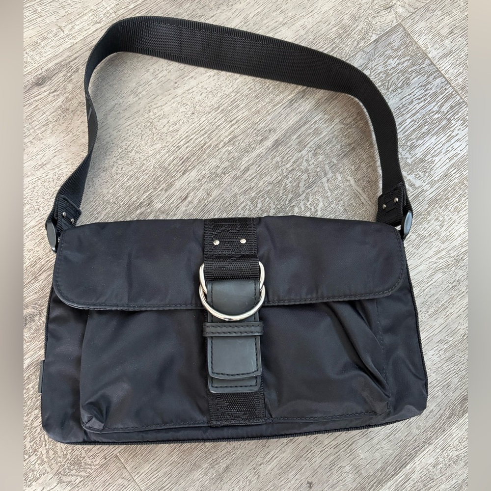 Y2K 90’s Ralph Lauren Nylon Shoulder Purse Black Vintage